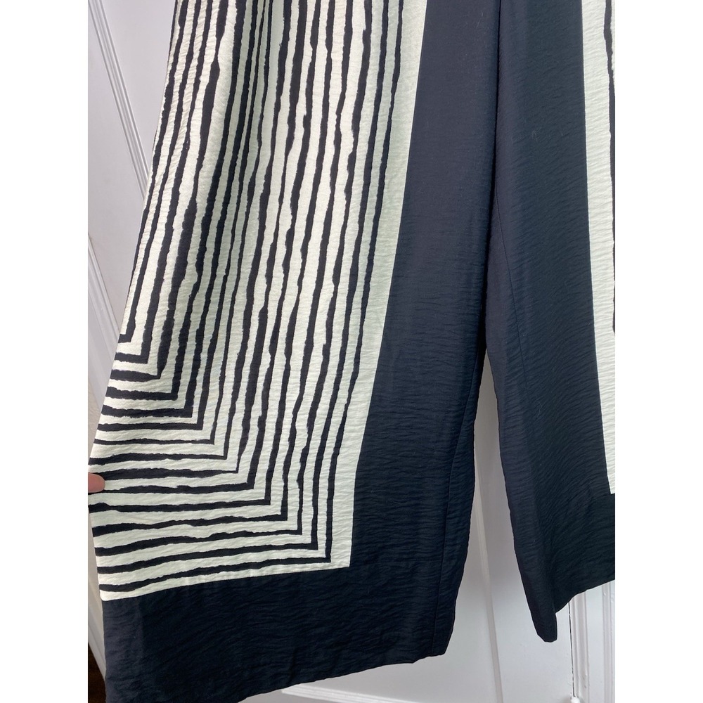 NWT Simply Vera Vera Wang Women's XL Cream Black Striped High Rise Pull On Pants - Picture 2 of 9